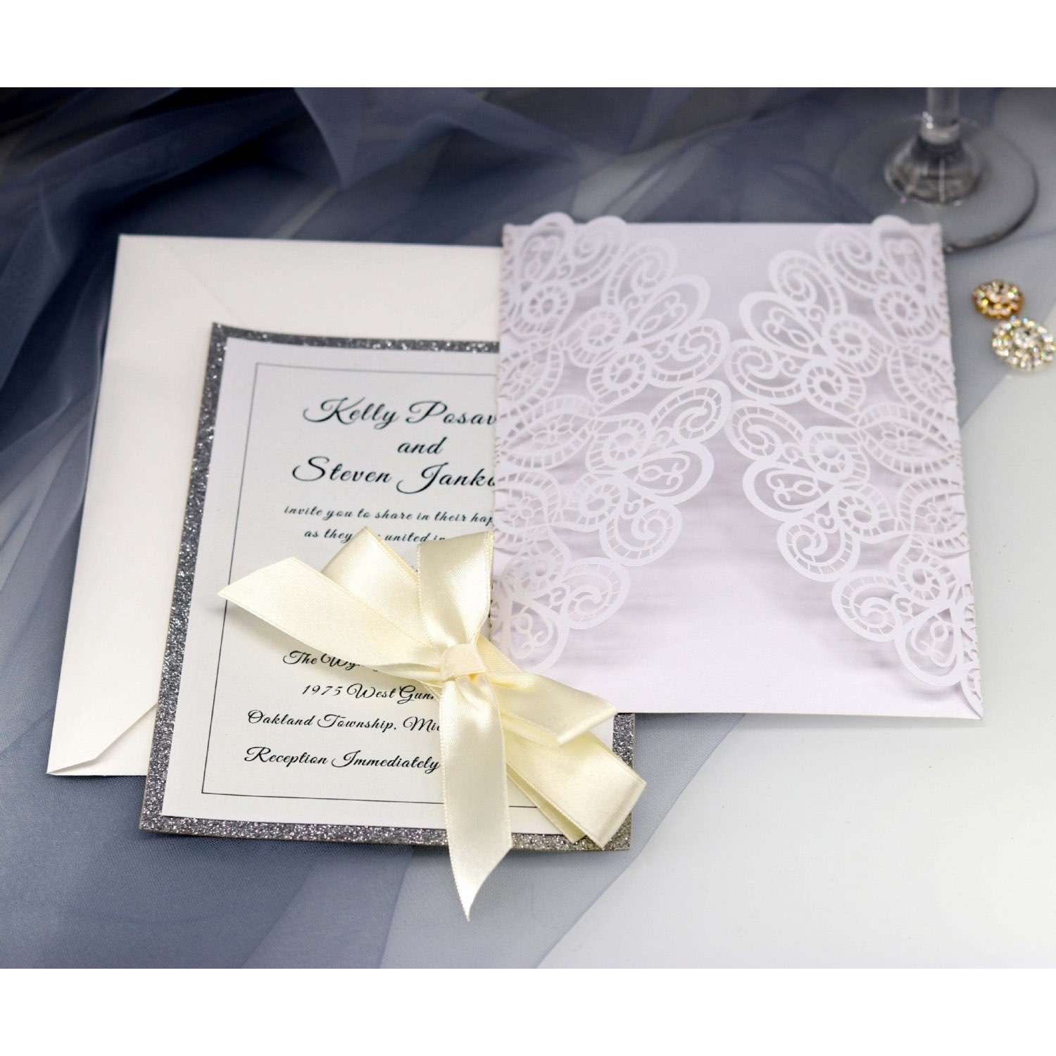 Invitation  Card With Envelope New Wedding Card Laser Cut Paper Wholesale